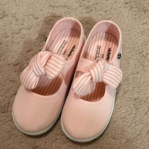 Victoria Pink Striped Bow Kids Dress Shoes